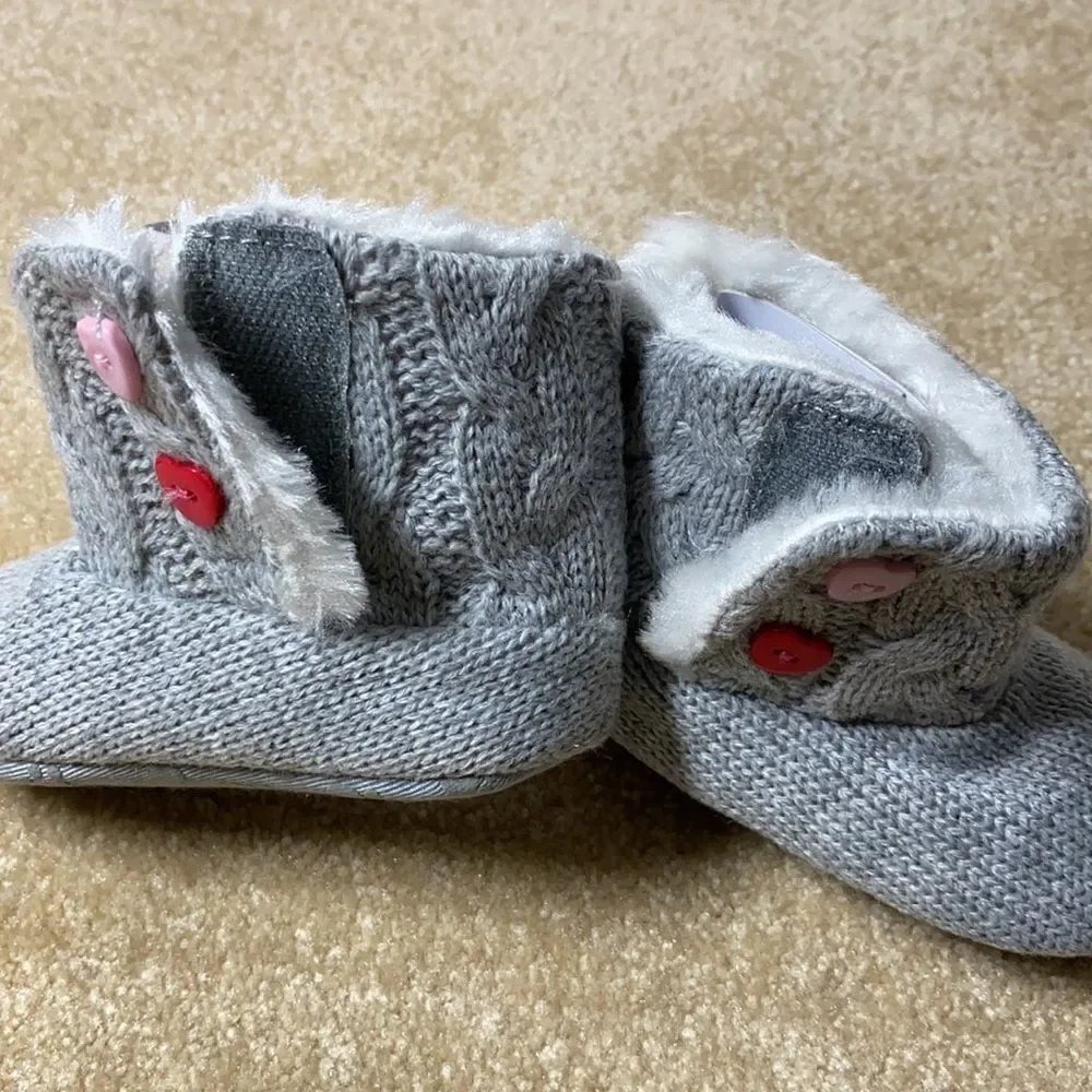 Girl Gray faux-fur Lined Booties 6-12month